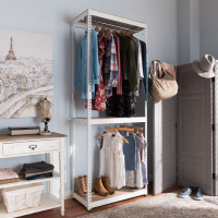 Baxton Studio WH06-White-Shelf Gavin White Metal 3-Shelf Closet Storage Racking Organizer